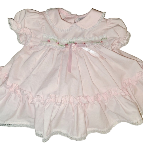 Bright Future Pink Lace Floral Dress With Bloomers 3-6 Months Vintage 80s VGUC - Picture 1 of 6